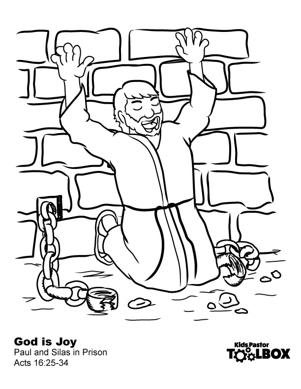 Free Color Sheet of the Bible Story of Paul and Silas Praising While in ...